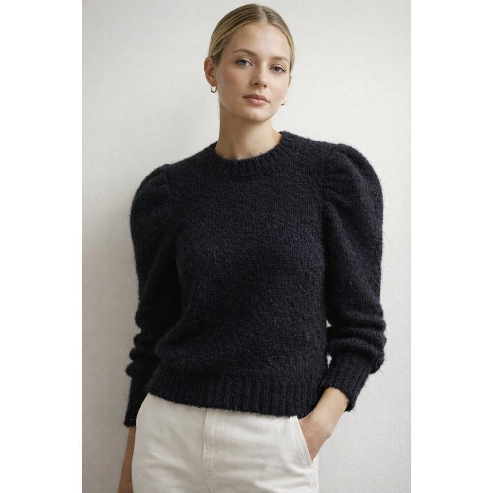 Derek Lam 10 Crosby Black Alpaca Blend Puff Sleeve Sweater Women’s Size S